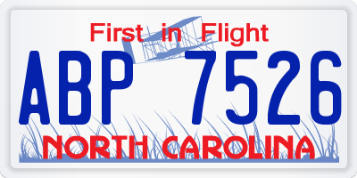 NC license plate ABP7526