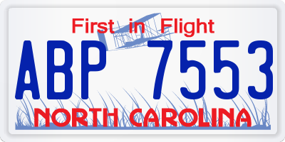 NC license plate ABP7553
