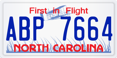 NC license plate ABP7664