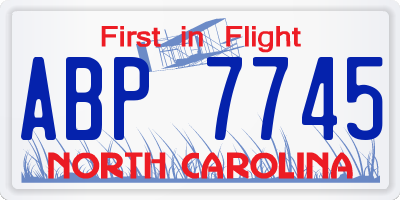 NC license plate ABP7745
