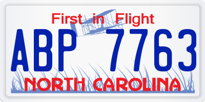 NC license plate ABP7763