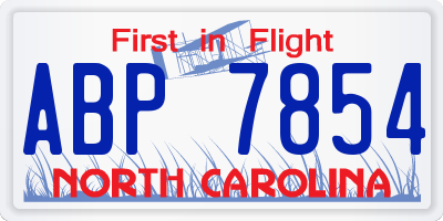 NC license plate ABP7854