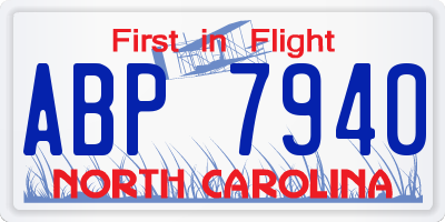 NC license plate ABP7940
