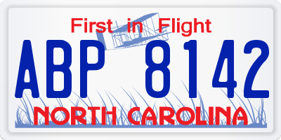 NC license plate ABP8142