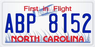 NC license plate ABP8152