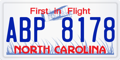 NC license plate ABP8178