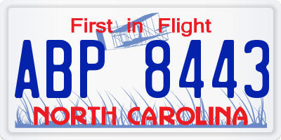 NC license plate ABP8443