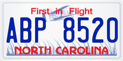 NC license plate ABP8520