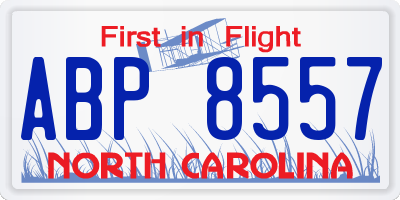 NC license plate ABP8557