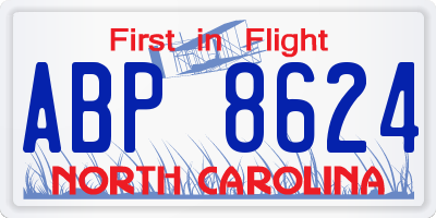 NC license plate ABP8624