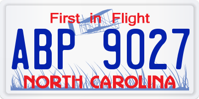 NC license plate ABP9027