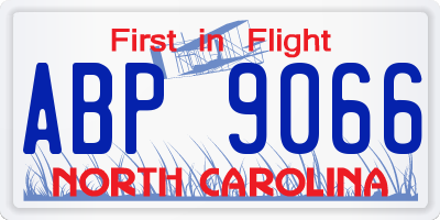NC license plate ABP9066