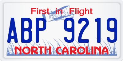 NC license plate ABP9219