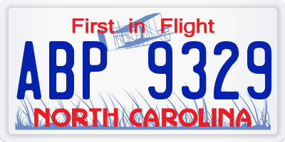 NC license plate ABP9329