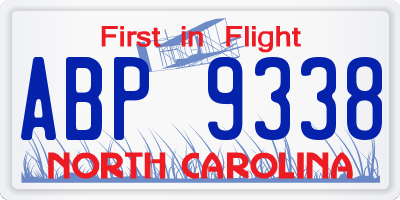 NC license plate ABP9338