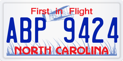 NC license plate ABP9424