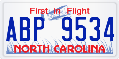 NC license plate ABP9534