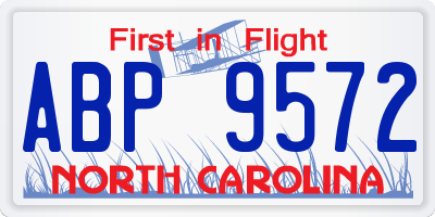 NC license plate ABP9572