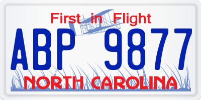 NC license plate ABP9877
