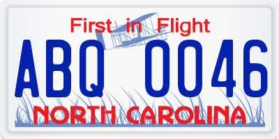 NC license plate ABQ0046