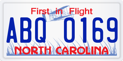 NC license plate ABQ0169