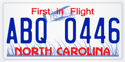 NC license plate ABQ0446