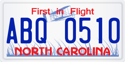 NC license plate ABQ0510