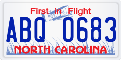 NC license plate ABQ0683