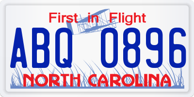 NC license plate ABQ0896