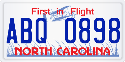 NC license plate ABQ0898