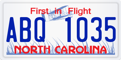 NC license plate ABQ1035