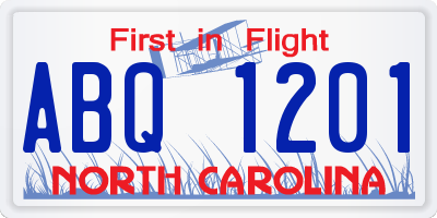 NC license plate ABQ1201