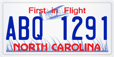 NC license plate ABQ1291
