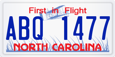 NC license plate ABQ1477