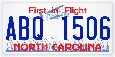 NC license plate ABQ1506