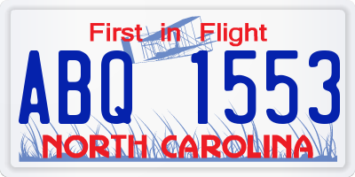 NC license plate ABQ1553