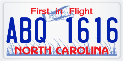NC license plate ABQ1616