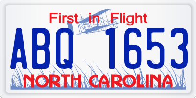 NC license plate ABQ1653