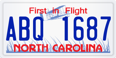 NC license plate ABQ1687