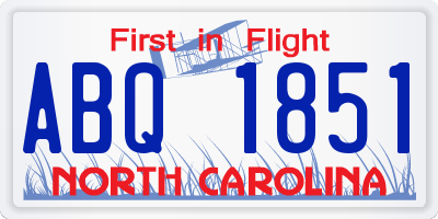 NC license plate ABQ1851