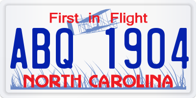 NC license plate ABQ1904