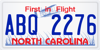 NC license plate ABQ2276