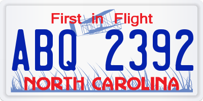 NC license plate ABQ2392
