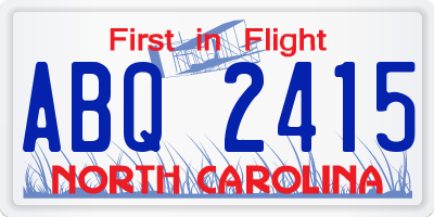 NC license plate ABQ2415