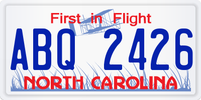 NC license plate ABQ2426