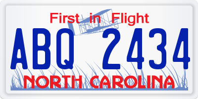NC license plate ABQ2434