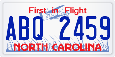 NC license plate ABQ2459