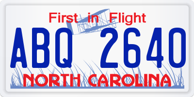 NC license plate ABQ2640