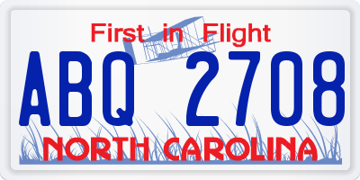 NC license plate ABQ2708