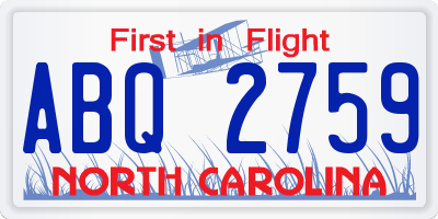 NC license plate ABQ2759